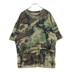 STUSSY ステューシー DYED SS THERMAL CAMO カモ柄ワッフルニットTシャツ 迷彩カットソー グリーン/ブラウン 1140368