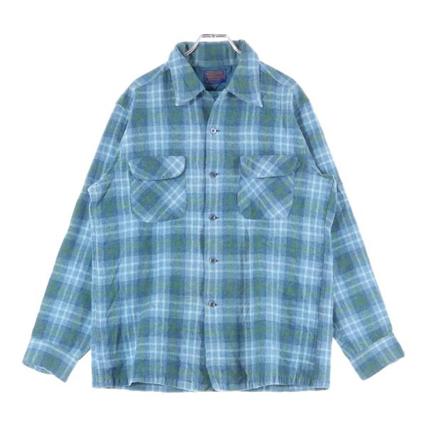 PENDLETON ペンドルトン 70s タータンウールチェック長袖シャツ ブルー/グリーン