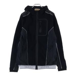 GUCCI グッチ インターロッキングG ロゴジャガード ジップアップ フーデッド ジャケット ブラック 703361