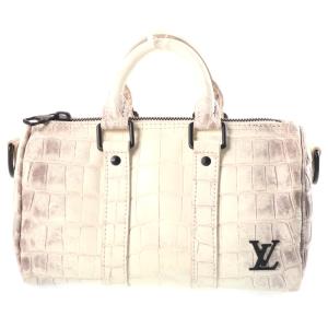LOUIS VUITTON ルイヴィトン キーポルバンドリエール25 2WAY ショルダーバッグ ハンドバッグ クロコダイル ニロティカス サハラ ホワイト