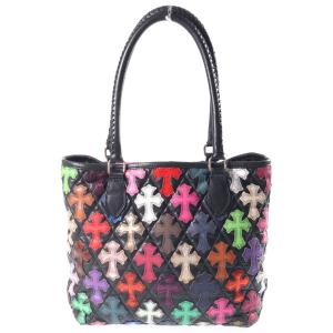 CHROME HEARTS クロムハーツ FS TOTE MULTI FSトート マルチクロスパッチ レザー ブラック/マルチカラー