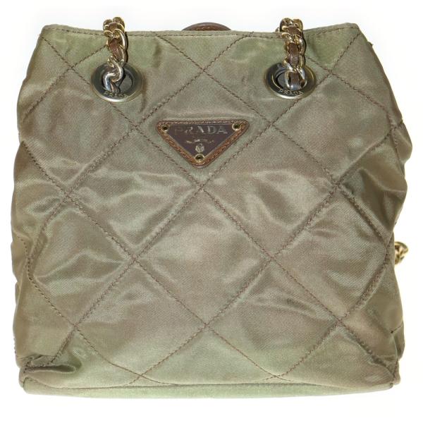 PRADA プラダ キルティング チェーンショルダーバッグ ハンドバッグ ミニバッグ カーキ グリー...