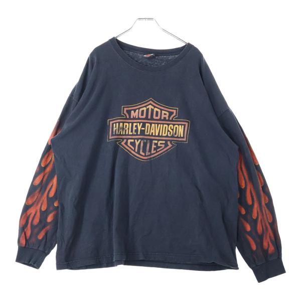 ハーレーダビッドソン 00s Bar&amp;Shield Inferno Flames L/S Tee バ...