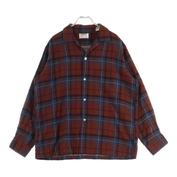ヴィンテージ 50-60S ARROW アロー WOOL ACRYLIC CECK OPEN COL...