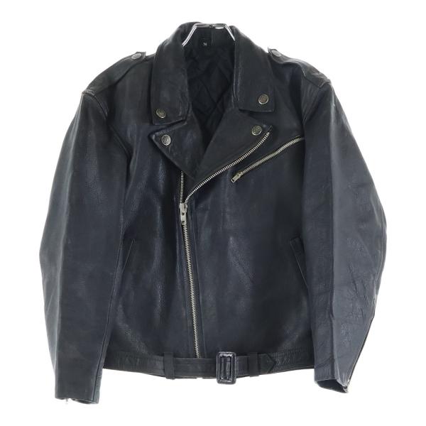 VINTAGE ヴィンテージ 80-90S DOUBLE LETHER JACKET 斜めジップ 変...