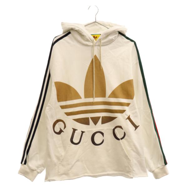 GUCCI グッチ×adidas ロゴプリントスウェットプルオーバーパーカー 722967 XJE1...