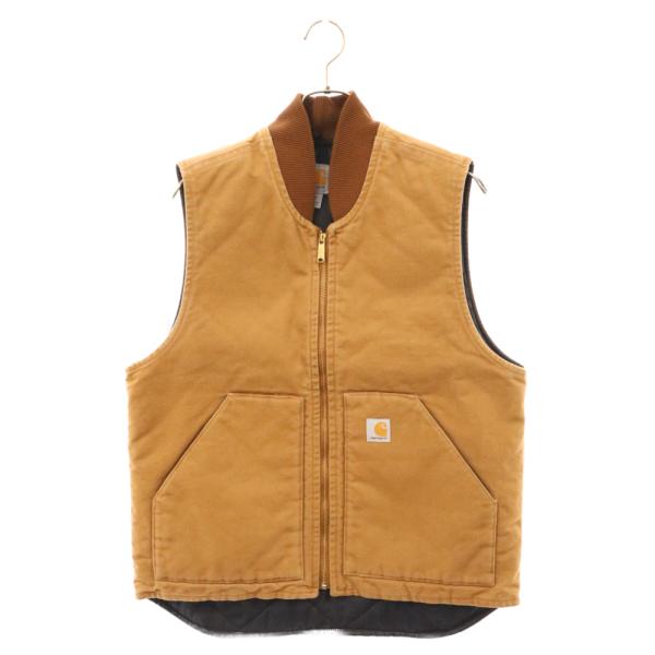 CARHARTT カーハート Duck Vest V01-BRN 裏地キルティングジップアップベスト...