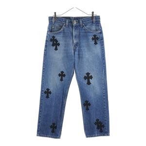 CHROME HEARTS クロムハーツ ×LEVI'S U VNTG JEAN BLU ORNG TAB ×リーバイス クロスパッチ付き ウォッシュド505デニムパンツ インディゴ