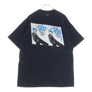 STUSSY ステューシー 00S VINTAGE ヴィンテージ ロゴデザイン クルーネック カットソー 半袖Tシャツ ブラック