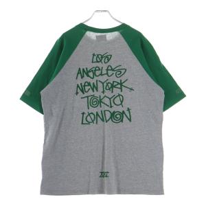 STUSSY ステューシー 00S VINTAGE CROWN ヴィンテージ クラウンロゴデザイン クルーネック カットソー ラグランスリーブ Tシャツ グリーン