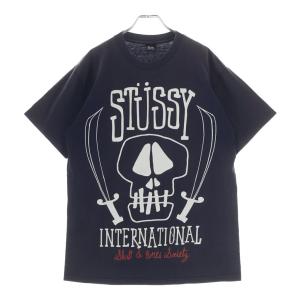 STUSSY ステューシー 00S VINTAGE INTERNATIONAL インターナショナル ロゴデザイン クルーネック カットソー 半袖Tシャツ ブラック
