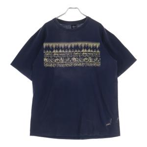 STUSSY ステューシー 90S〜00S VINTAGE RASTA LIRE ラスタデザイン ロゴデザイン クルーネック カットソー 半袖Tシャツ ネイビー