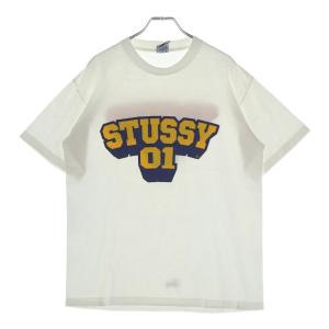 STUSSY ステューシー 90S VINTAGE 01 ヴィンテージ ロゴデザイン クルーネック カットソー 半袖Tシャツ ホワイト
