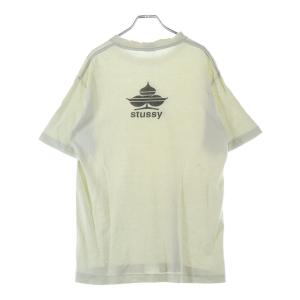 STUSSY ステューシー 90s VINTAGE OLD CLOVER SPADE TEE USA アメリカ製 黒タグ クローバー スペード 両面プリント半袖Tシャツ アイボリー