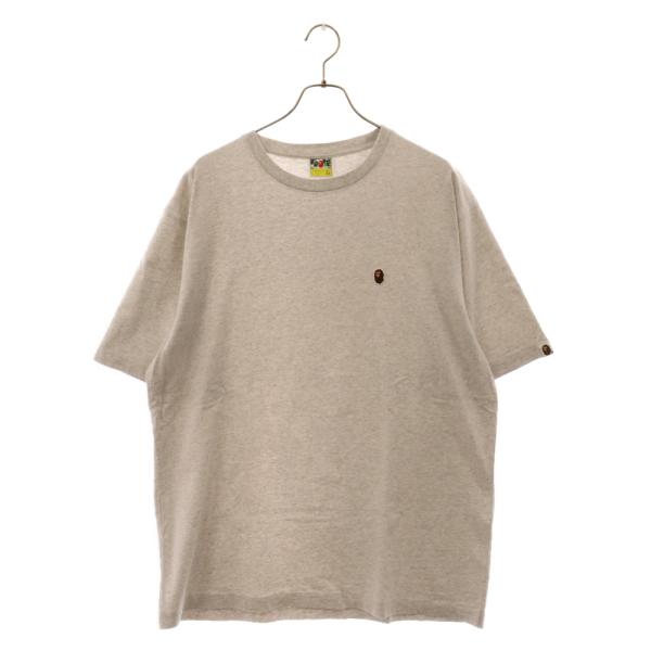 A BATHING APE アベイシングエイプ ロゴパッチクルーネック半袖Tシャツ グレー