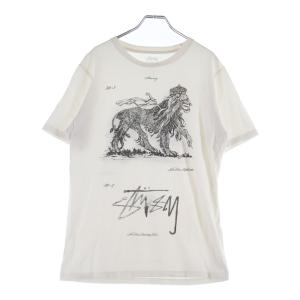 STUSSY ステューシー 00s ×NEXUS7 ネクサスセブン 30周年 ライオンプリント クルーネック半袖Tシャツ カットソー ホワイト
