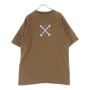 STUSSY ステューシー 90s OLD 紺タグ クロスボーン フロントプリント 半袖Tシャツ カットソー ブラウン