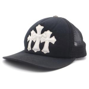CHROME HEARTS クロムハーツ TRUCKER CAP トラッカーキャップ 3セメタリーハラコレザーパッチメッシュキャップ帽子 ブラック/ホワイト