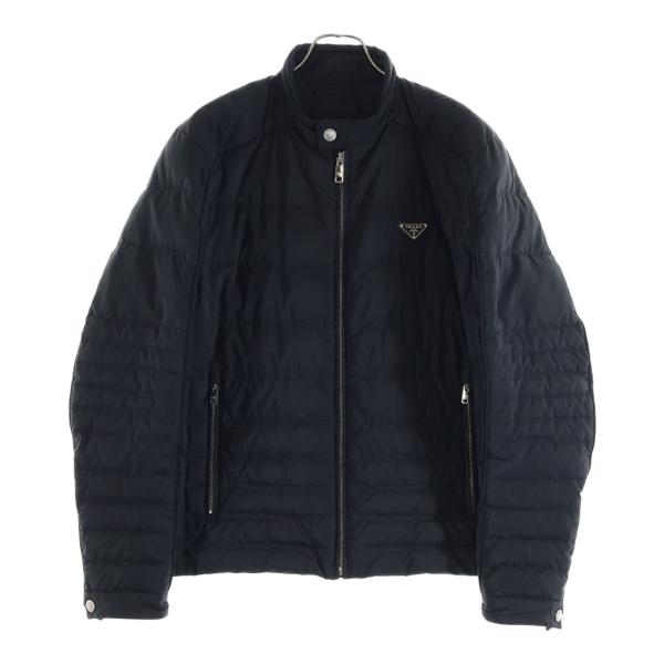 PRADA プラダ 23AW 三角ロゴプレート ダウンライダースジャケット ブラック SGH068 ...