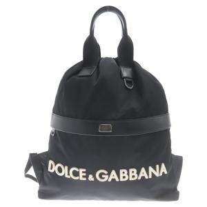 DOLCE & GABBANA ドルチェアンドガッバーナ ラバーロゴ 2WAY バッグパッグ トートバッグ ブラック｜shopbring