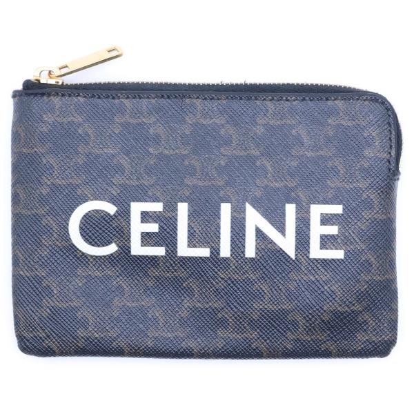 CELINE セリーヌ トリオンフ ロゴ カードケース コインケース 小物入れ バッグチャーム ブラ...