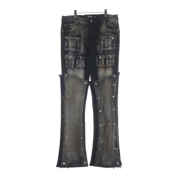 GUAPI グアピ STACKED PANTS スタックドパンツ フレアデニム ブラック