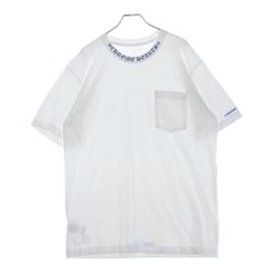 CHROME HEARTS クロムハーツ Neck Logo S/S Tee ネックロゴプリント クルーネック 半袖Tシャツ カットソー ホワイト/ブルー