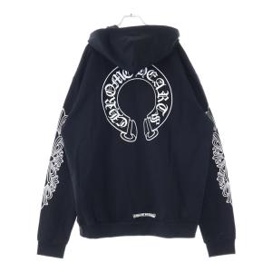 クロムハーツ SWTSHRT HD ZIP アームフローラル バックホースシュー プリントジップアップスウェットパーカー フーディー ブラック