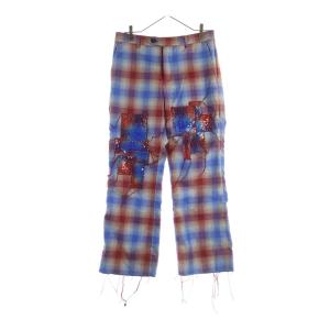 MASU エムエーエスユー 22AW RAINBOW DUST FLARE PANTS スパンコール チェック柄パンツ マルチカラー MVFW-PT0222
