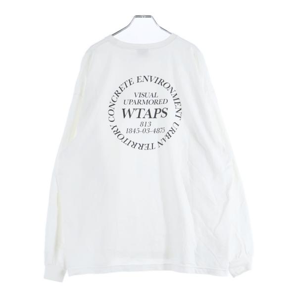 WTAPS ダブルタップス サークルロゴプリント クルーネック 長袖Tシャツ カットソー ホワイト