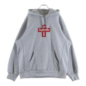 SUPREME シュプリーム 20AW Cross Box Logo Hooded Sweatshirt クロスボックスロゴ プルオーバースウェットパーカー フーディ グレー