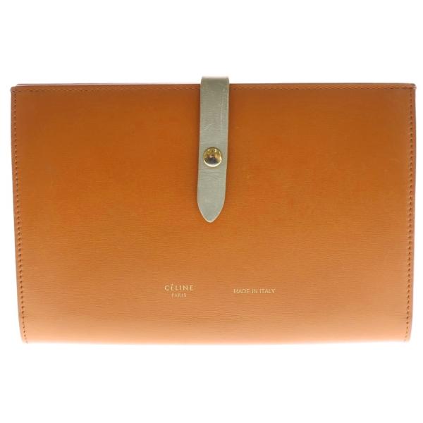 CELINE セリーヌ ロゴ ラージストラップウォレット ロングウォレット カードケース ブラウン×...