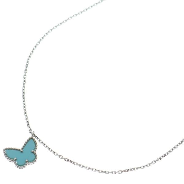 ヴァンクリーフアンドアーペル スウィートアルハンブラ パピヨン ターコイズ ネックレス K18WG ...