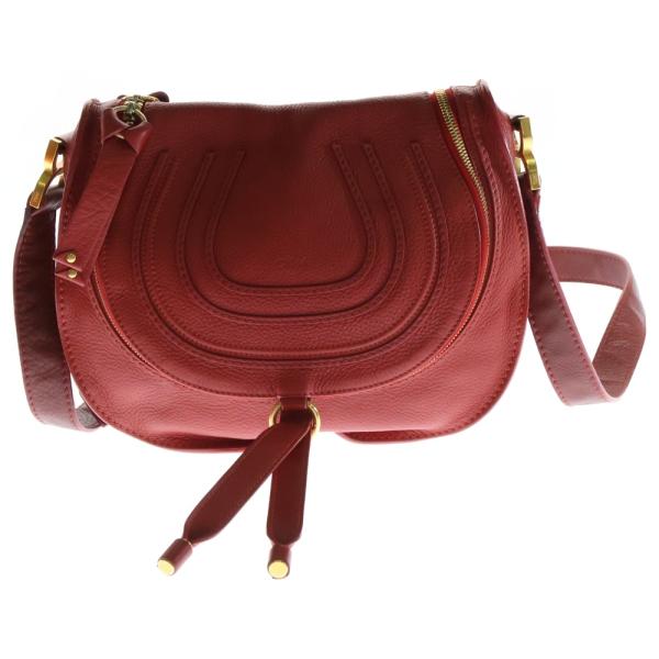 Chloe クロエ マーシー ショルダーバッグ 斜め掛けバッグ レッド ゴールド金具 レザー