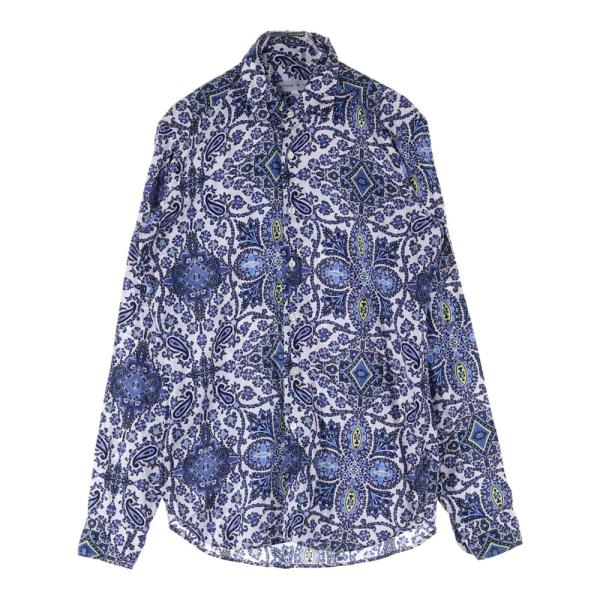 ETRO エトロ フラワー ペイズリー総柄 ロングスリーブ 長袖シャツ ブルー