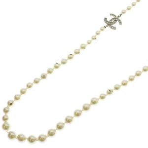 CHANEL シャネル ココマーク ロングパールネックレス フェイクパール ラインストーン F16V ゴールド GP アクセサリー レディース