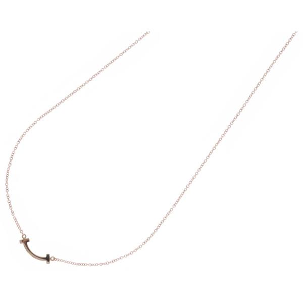 TIFFANY &amp; Co. ティファニー Tスマイル ミニ ネックレス ペンダント チェーン ピンク...