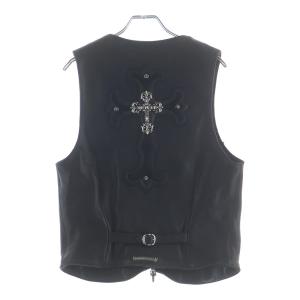 CHROME HEARTS クロムハーツ 6BTN ZIP FRNT VEST フィリグリー装飾 クロスボールボタンレザーベスト