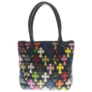 CHROME HEARTS クロムハーツ FS TOTE MULTI FSトート マルチクロスパッチ付きレザートートバッグ マルチ/ブラック