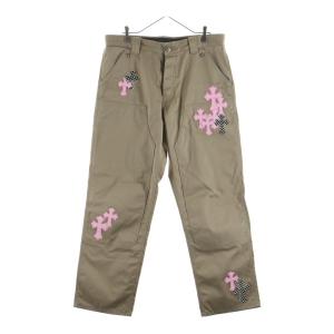 CHROME HEARTS クロムハーツ CARPENTER CNVS CEME CRS クロスパッチ付カーペンターロングパンツ ベージュ/ピンク -