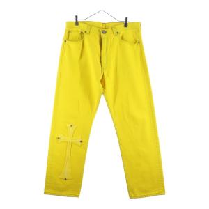 CHROME HEARTS クロムハーツ U VNTG JEAN YEL RED TAB ラージクロス クロスパッチ付き501ウォッシュドデニムパンツ イエロー/シルバー ‐
