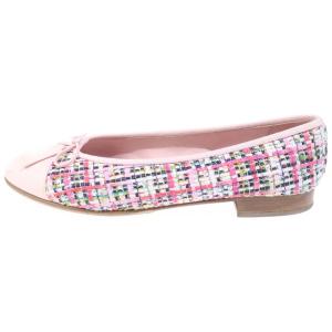 CHANEL シャネル バレリーナ ココマーク ツイードフラットシューズ G02819 ピンク レディース