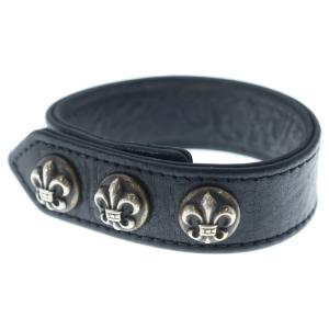 CHROME HEARTS クロムハーツ 3BTN 2SNP BSフレアボール 3ボタン2スナップ レザーブレスレット ブラック/シルバー