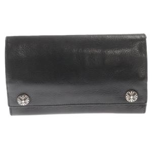 CHROME HEARTS クロムハーツ LONG WALLET グリーシー クロスボタンレザー ロングウォレット 長財布 ブラック｜shopbring