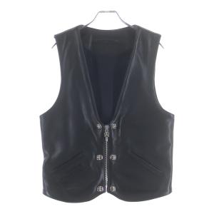 CHROME HEARTS クロムハーツ 6BTN ZIP FRNT VEST バックラージクロス装飾 クロスボールボタンレザーベスト