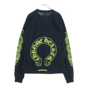 CHROME HEARTS クロムハーツ FLRL CRS HORSESHOE L/S 袖フローラルプリント クルーネック長袖Tシャツカットソー ブラック /イエロー