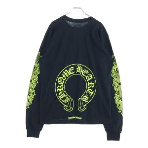 CHROME HEARTS クロムハーツ FLRL CRS HORSESHOE L/S 袖フローラルプリント クルーネック長袖Tシャツカットソー ブラック /イエロー