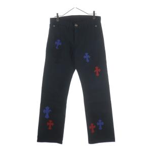 CHROME HEARTS クロムハーツ CHINOS CEM CRS PTCH クロスパッチ付きチノロングパンツ ブラック/レッド/ブルー