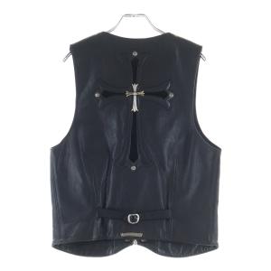 CHROME HEARTS クロムハーツ 6BTN ZIP FRNT VEST バックラージクロス装飾 クロスボールボタンレザーベスト