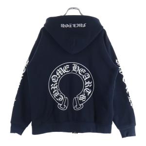 クロムハーツ OLD SWTSHRT HD ZIP オールド 裏地サーマル 袖ロゴ ホースシュープリント ダガージップフーディ パーカー ブラック